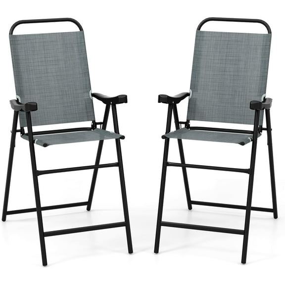 QISHENSHUI 2 Pieces Patio Folding Bar Chairs, High Top Patio Bar Chair with Metal Frame & Footrest, Outdoor Counter Height Chairs for Balcony, Garden & Poolside (1, Blue)