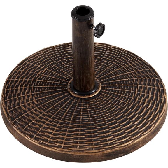 QISHENSHUI 22 lbs Heavy Duty Outdoor Umbrella Base 18" Round Patio All-Weather Umbrella Stand Market Umbrella Base for Garden & Lawn, Bronze