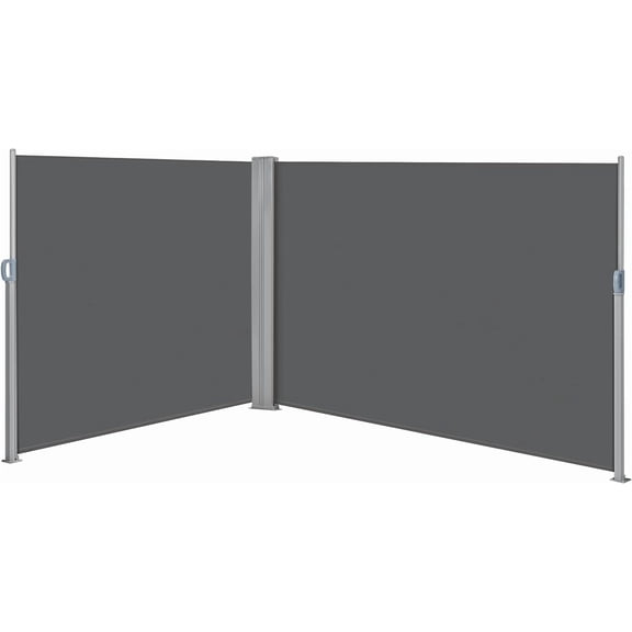 QISHENSHUI 236 x 71in Double Side Awning, Patio Retractable Side Screen Awning, Privacy Divider Screen w/ 220g/m Polyester, Waterproof & UV-Resistant for Courtyard, Roof Terrace - Dark Gray