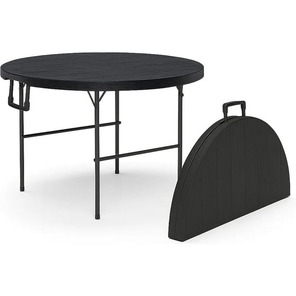 QISHENSHUI 3.5 Feet Circular Round Foldable Table with Built in Handle & Steel Legs | Heavy Duty Portable | Perfect for Party, Dining, Wedding, Events, Picnic Indoor, Outdoor, Camping, Utility