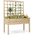 thumbnail image 1 of QISHENSHUI 3-Tier Raised Garden Bed, Wooden Planter with Trellis & Open-Ended Base for Patio Yard Lawn, Outdoor Planter Boxes for Climbing Plants Vines Flower Herb Vegetable Fruit, 47" x 24" x 63", 1 of 9
