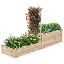 QISHENSHUI 3-Tier Raised Garden Bed, Wooden Planter with Trellis & Open-Ended Base for Patio Yard Lawn, Outdoor Planter Boxes for Climbing Plants Vines Flower Herb Vegetable Fruit, 88"x25”x53”