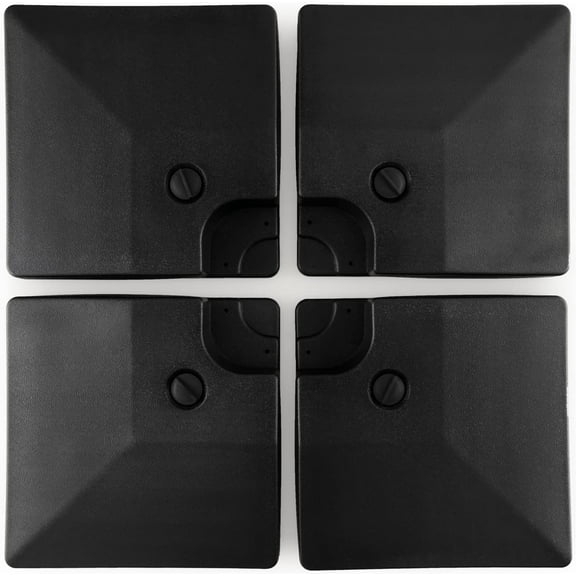 QISHENSHUI 4-Piece 20L Cantilever Offset Patio Umbrella Base, 284 Lbs Heavy-Duty Water & Sand Filled Umbrella Stand, Square Weighted Plate Set with Easy-Fill Spouts, Black