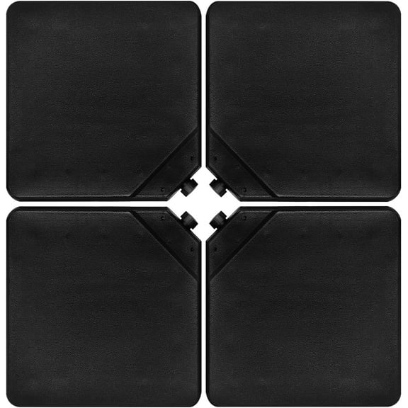 QISHENSHUI 4Pcs 13L 220 lbs Cantilever Offset Patio Umbrella Base, Water & Sand Filled Heavy Duty Outdoor Umbrella Base, Square Umbrella Base Plate Set with Easy-Fill Spouts, Black
