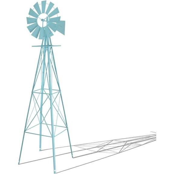 QISHENSHUI 8FT Ornamental Windmill, Heavy Duty Durable Metal Weather Vane Garden Decoration Weather Resistant for Garden, Yard, Farm, Seaside
