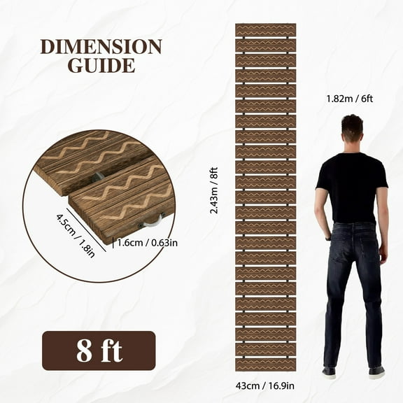 QISHENSHUI Engraved Pattern Wooden Garden Pathway – Weather Resistant Straight Walkway for Patio, Yard, Garden & Outdoor Landscape Decoration, 8 ft