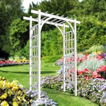 QISHENSHUI Garden Arbor, PVC Wedding Arch for Ceremony Party, Garden Trellis for Climbing Plants Outdoor, Arch Backdrop Stand for Garden, Backyard, Lawn, Wedding