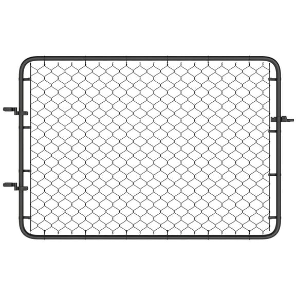 QISHENSHUI Heavy-Duty Chain Link Fence Gate – Adjustable Galvanized Steel Garden Gate with Rust-Resistant Build for Secure Yard & Garden Boundaries, Black 47.2" W x 70.9" H