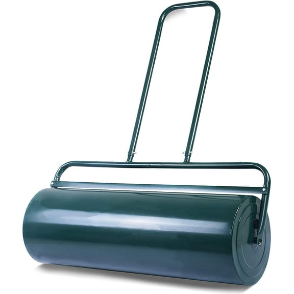 QISHENSHUI Lawn Roller, Push/Tow Behind Sod Roller with U Shaped Handle, Water and Sand Filled Garden Drum Roller for Planting, Seeding, Eliminating Turf Damage (12 by 36-inch/ 17 Gal)
