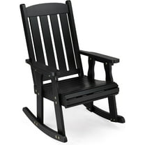 QISHENSHUI Outdoor Rocking Chair, Heavy Duty 600 LBS Wooden Rocking Chair with Comfortable Backrest, Weatherproof Patio Rocker with Ergonomic Design, Garden, Black