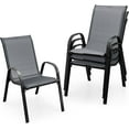 thumbnail image 1 of QISHENSHUI Patio Dining Chairs Set of 4, Outdoor Stackable All Weather Heavy Duty Dining Chairs Set with Armrests, Support 330 LBS, for Poolside, Backyard, Garden, Deck, Front Porch (Grey), 1 of 9
