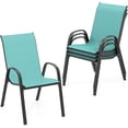 thumbnail image 1 of QISHENSHUI Patio Dining Chairs Set of 4, Outdoor Stackable All Weather Heavy Duty Dining Chairs Set with Armrests, Support 330 LBS, for Poolside, Backyard, Garden, Deck, Front Porch (Turquoise Blue), 1 of 9