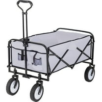 QISHENSHUI Portable Folding Wagon – Versatile Garden Cart, Collapsible Beach Wagon & Functional Grocery Wagon Boasting 4 Universal Wheels for Smooth Movement on Sand, Grass & Pavements, Gray