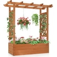 thumbnail image 1 of QISHENSHUI Raised Garden Bed with Trellis, Wood Planter Box with Hanging Roof, Side Trellis and Drainage Holes, Above Ground Elevated Garden Bed for Outdoor Climbing Plants Vegetables Flowers Herbs, 1 of 7