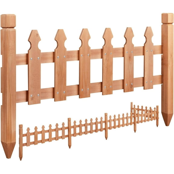 QISHENSHUI Wood Picket Garden Fence Edging Fencing Garden Yard Border Edging Panels Posts Flower Plants Pool Fences-177.5 in