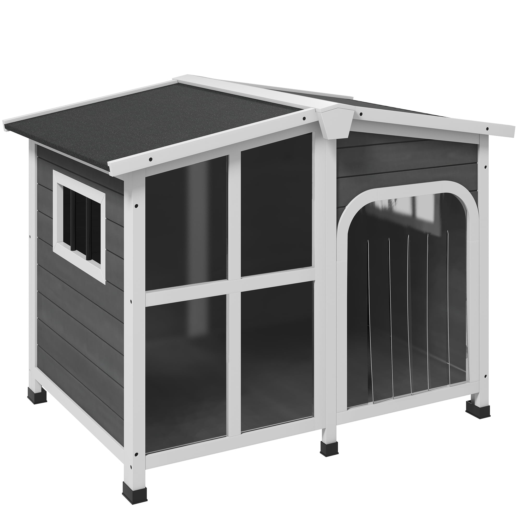 Picture of QISHIERDISHA Cabin-Style Wooden Dog House for Large Dogs Outside with ...
