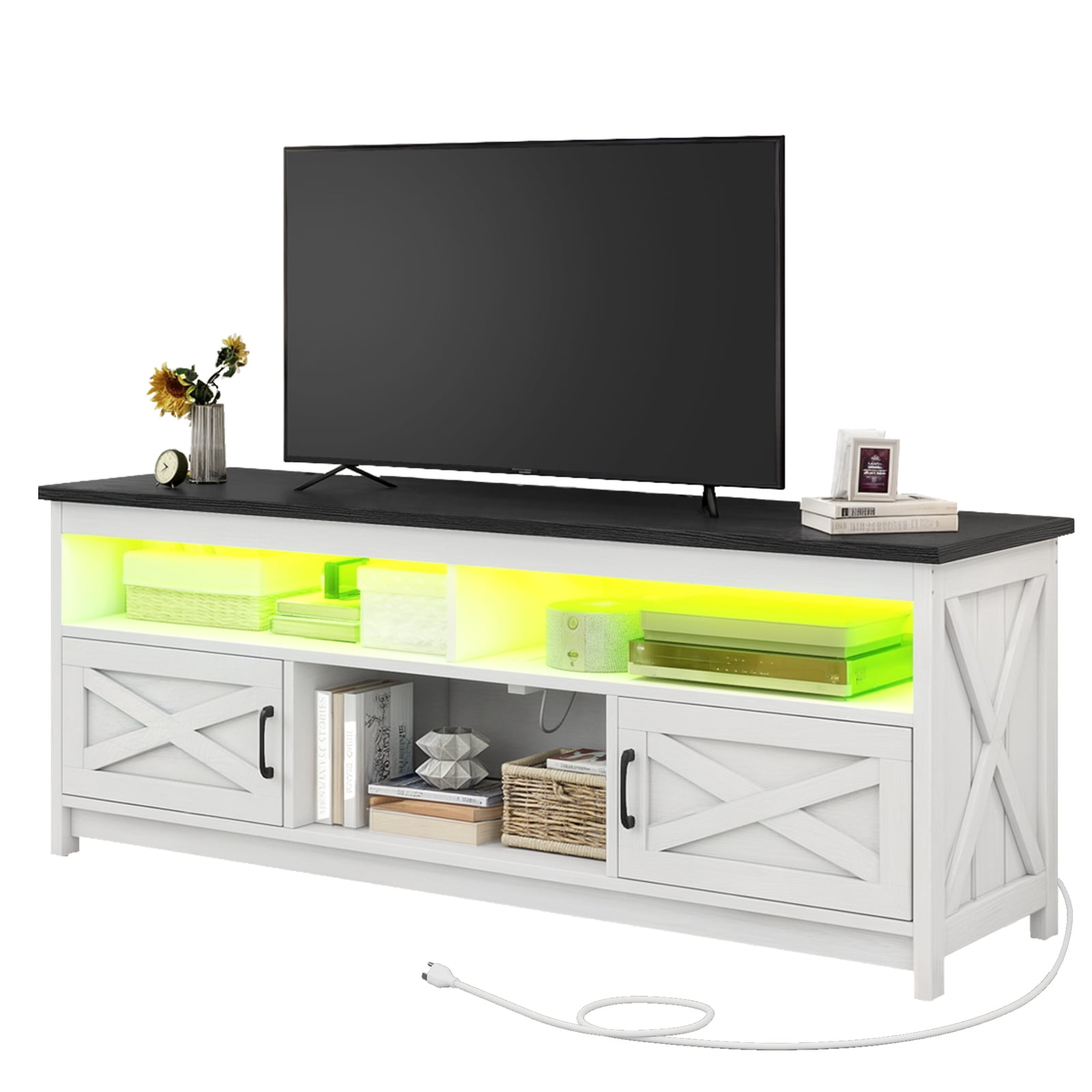 QISHIERDISHA Farmhouse TV Stand for Television up to 65 Inch ...