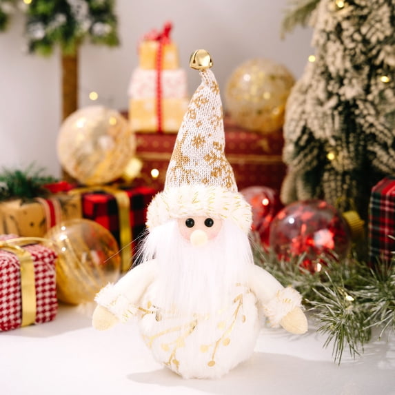 QISIWOLE 11" Gold Snowman Decor - Winter Christmas Plush Dolls for Tiered Tray, Mantel, or Tabletop Display, Indoor Home Decor