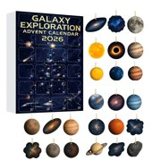 QISIWOLE 24 Day Galaxy Exploration Space Advent Calendar, Kids Christmas Countdown Box with 24 Cosmic Surprises, 2D Acrylic Ornament, for Christmas Boys Kids Gift