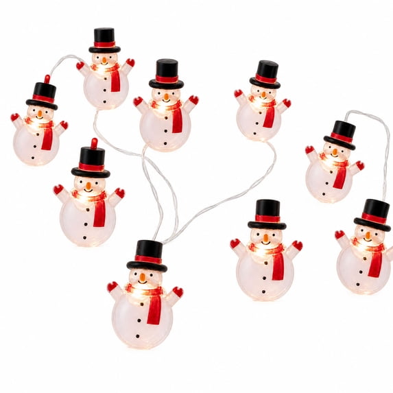 QISIWOLE 9.8ft Snowman Christmas String Lights, Cute Snowman Figure Lights, Plastic Lights for Christmas Tree Mantel Window Party Decor