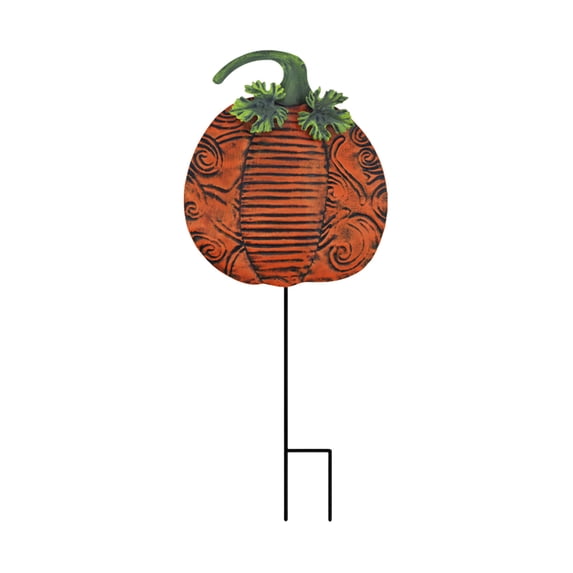 QISIWOLE Autumn Iron Pumpkin Yard Stake, Thanksgiving and Halloween Garden Lawn Decoration, 22.2 x 9.4 in Iron Yard Ornament, for Garden Lawn Porch and Fall Outdoor Decor