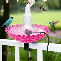 QISIWOLE Bird Bath Deck Mounted Bowl with fountain, 6.9 Inch Metal Bird Baths with Adjustable Sturdy Metal Clamp for Deck Railing Balcony Bird Feeder for Garden Yard and Lawn Decoration