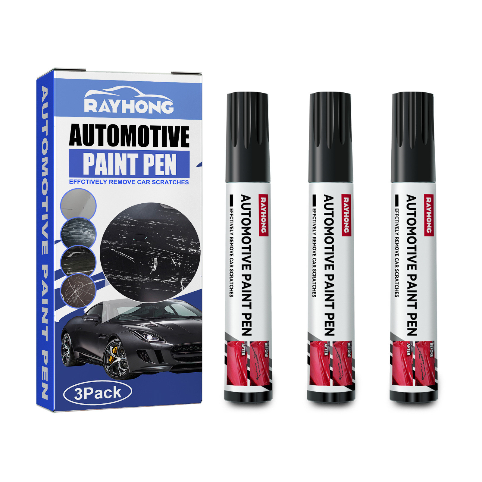 QISIWOLE Black Automotive Paint Markers Pens - Single color 3 Pack  Permanent Oil Based Paint Pen, Medium Tip, Quick Dry and Waterproof Marker  for Car 