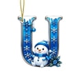 thumbnail image 1 of QISIWOLE Bluev Christmas U-Letter Ornaments with Snowman Design, 3.15 Plastic Initial Alphabet Hanging Ornament, Personalized Gift for Christmas Tree Indoor Home Decor, 1 of 7