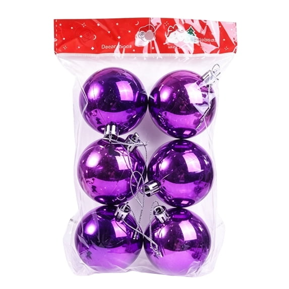 QISIWOLE Christmas Ball Ornaments Set of 6, Purple Shatterproof Lightweight Tree Balls, 2.36 x 2.36 in Plastic Ornament Set, for Christmas Tree Wreath Garland and Holiday Party Decor