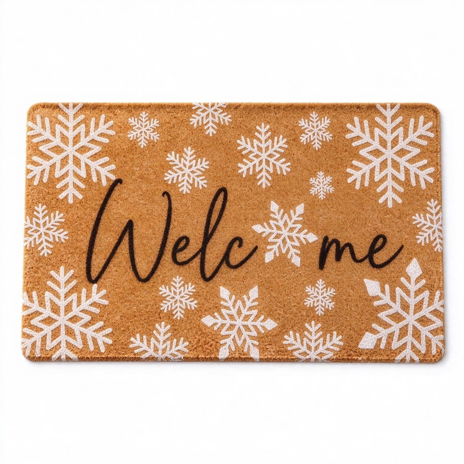 QISIWOLE Christmas Coir Doormat with Welcome Snowflakes Print, Non Slip ...