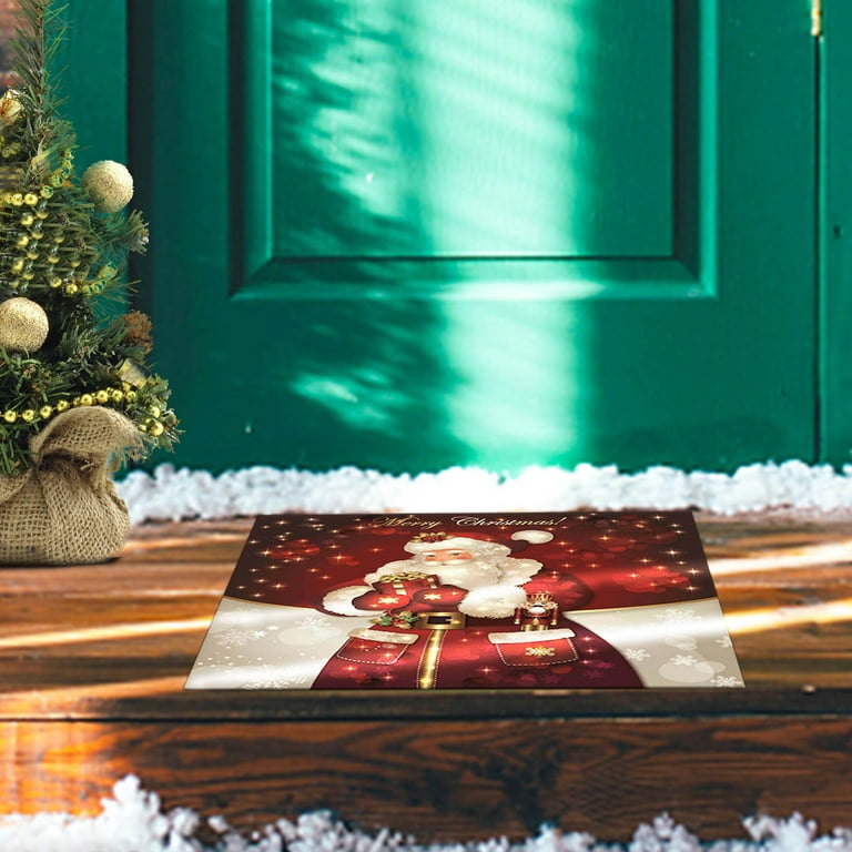 Christmas Decorative Doormat, Xmas Welcome Mat Non Slip and Washable Winter  Doormat Rubber Back Door Mat for Indoor Outdoor 