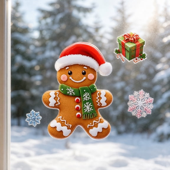 QISIWOLE Christmas Gingerbread Man Window Clings