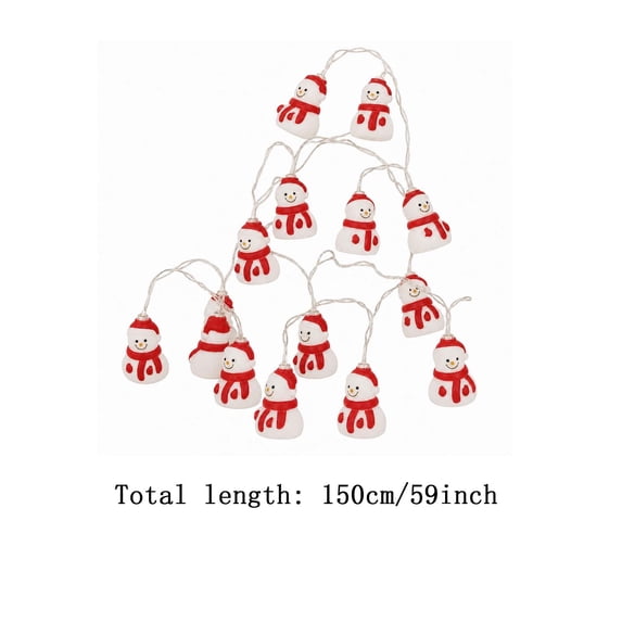 QISIWOLE Christmas Red Snowman LED String Lights, 4.9ft Plastic Cord with Santa Face Bulbs and USB Plug, Warm Ambiance Glow for Tree Mantel Window Party, 4.9ft