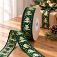 thumbnail image 1 of QISIWOLE Christmas Ribbon, 180 Inch x 0.98 Inch Soft Polyester Craft Trim for Holiday Gift Wrapping, Wreath Bows and Christmas Tree Decor, Green Gold Tree Ribbon, 1 of 6