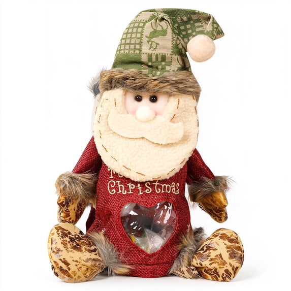 QISIWOLE Christmas Santa with Hat Gift Bags with Zipper, 6.7x10.6in Reusable Christmas Character Gift Bags, Thickened Felt Material for Packaging of Apples Candies Small Toys Festival Gifts