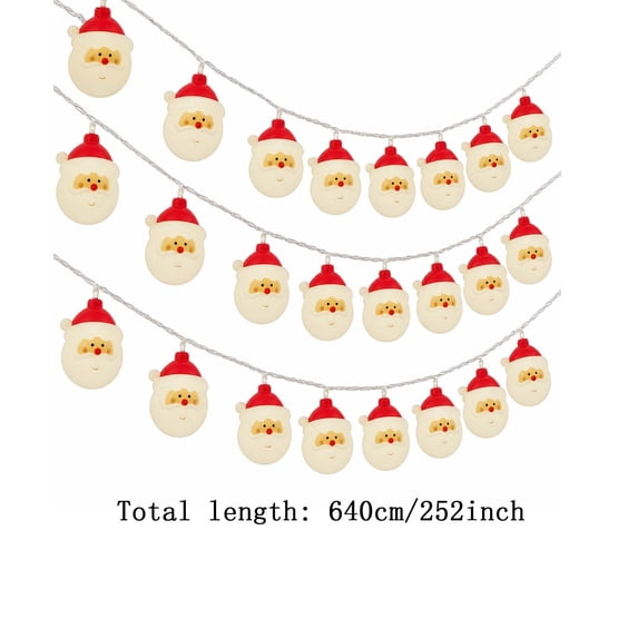 QISIWOLE Christmas Santa LED String Lights, 21ft Plastic Cord with Santa Face Bulbs and USB Plug, Warm Ambiance Glow for Tree Mantel Window Party, 21ft