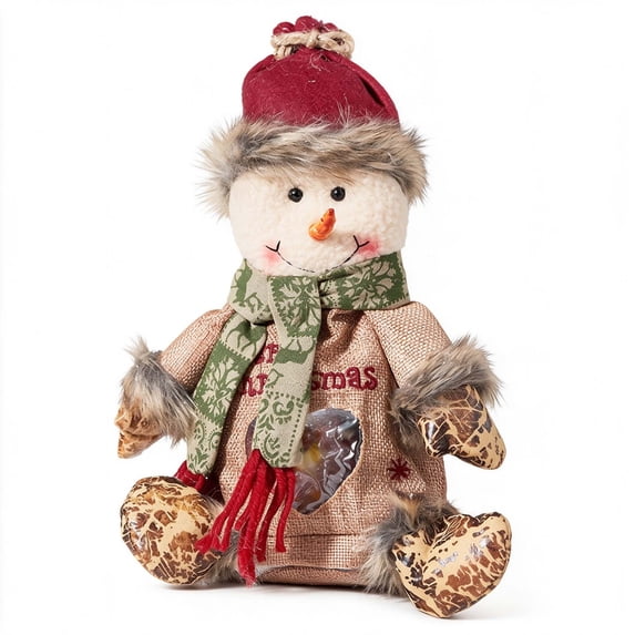 QISIWOLE Christmas Snowman with Hat Gift Bags with Zipper, 6.7x10.6in Reusable Christmas Character Gift Bags, Thickened Felt Material for Packaging of Apples Candies Small Toys Festival Gifts