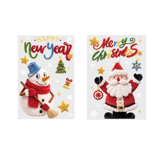 QISIWOLE Christmas Snowman & Santa Themed Electrostatic Window Stickers ...