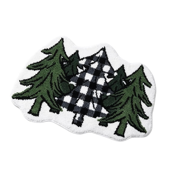 QISIWOLE Christmas Tree Holiday Floor Mat, Non Slip Absorbent Entryway Rug, 20x32 in Wool-like Fabric Floor Mat, for Christmas Front Door Indoor Decor