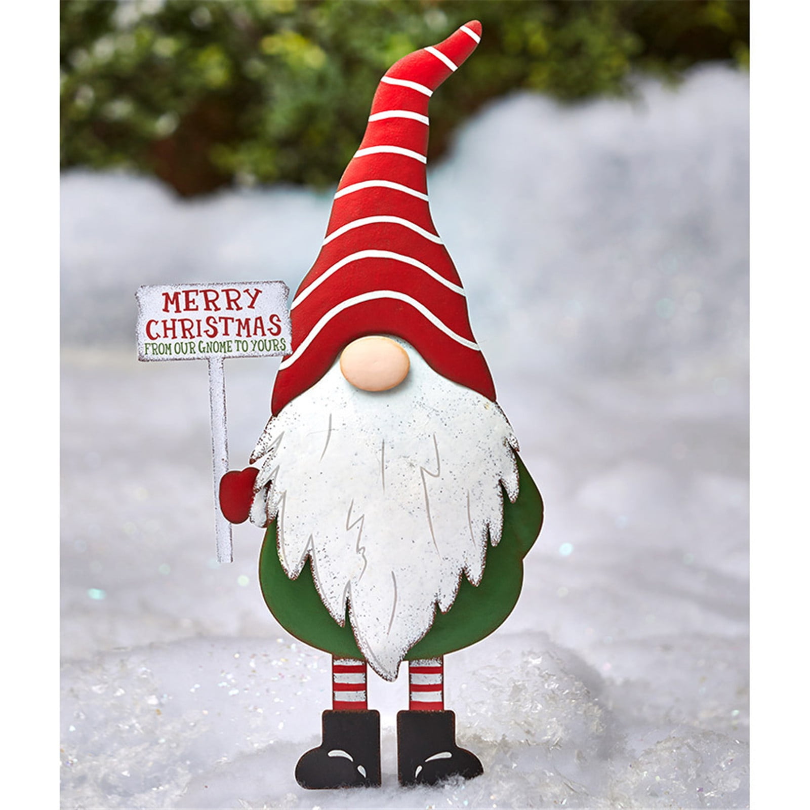 QISIWOLE Christmas Yard Signs with Stakes, Metal Gnome Yard Signs, Metal Gnome Yard Stake Winter