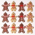 thumbnail image 1 of QISIWOLE Gingerbread Man Ornament Set of 12, Wooden Hanging Christmas Decoration, 3.2 in Wood Ornament Set, for Christmas Tree Wreath and Holiday Party Decor, 1 of 6