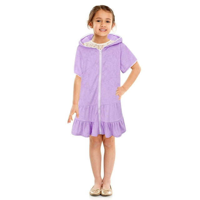 QISIWOLE Girls Swim Cover Up Kids Swimsuit Coverup Zip-Up Beach Bathing ...