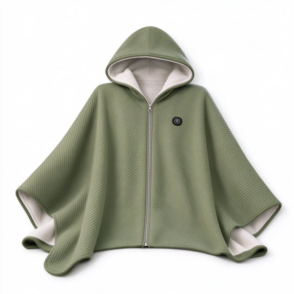 QISIWOLE Green Heated Hooded Shawl Wrap For Women, 3 Heat Settings Fast Heating, 4.8 ft x 31.5 in Cotton Blend Heated Blanket, For Home Office Travel Winter Warmth