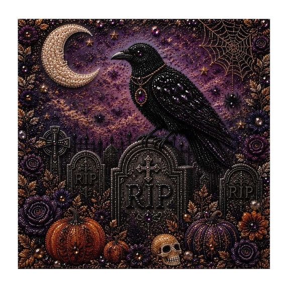 QISIWOLE Halloween Ghost Pearl DIY Set, Spooky 3D Diamond Crafts in Moonlight Scene, Beginner DIY Party Gift, Home Decor Wall Art