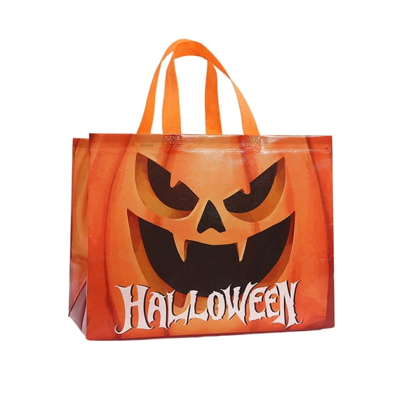 QISIWOLE Halloween Gifts Bags Tote with Handles, Treat Bags Reusable Non Woven Candy Bag for Wrapping Party Supplies Favors, Halloween 13.7x9.8x6.7inch