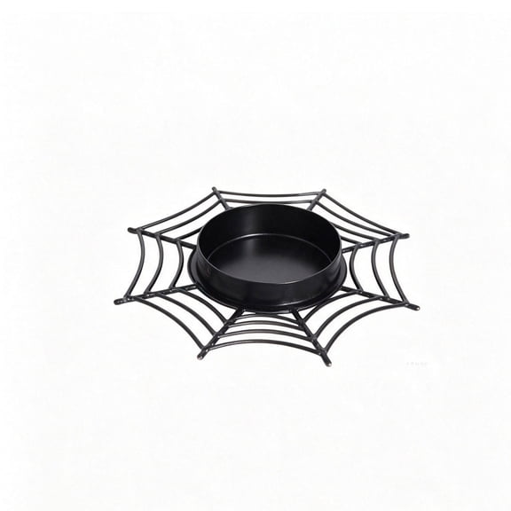 QISIWOLE Halloween Spider Web Candle Holder, Black Iron Gothic Tabletop Candle Stand, 4.33 in Iron, for Halloween Party Table and Gothic Decor