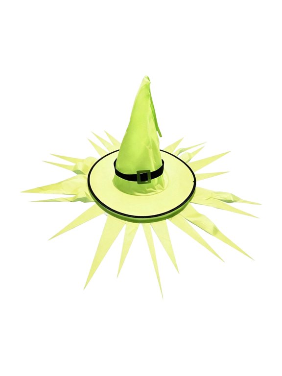 Hanging Witch Hat Light Up Sawtooth Waterproof Halloween Decoration Yellow 15 Inch