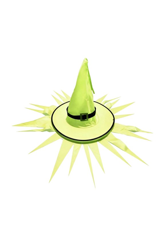 Hanging Witch Hat Light Up Sawtooth Waterproof Halloween Decoration Yellow 15 Inch