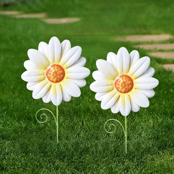 QISIWOLE Metal Sunflowers Decorative Garden Stakes, 11.8 Inch Outdoor Garden Decor Shaking Head Yard Stakes, Metal Flowers Outdoor Courtyard Art Lawn Terrace Decoration