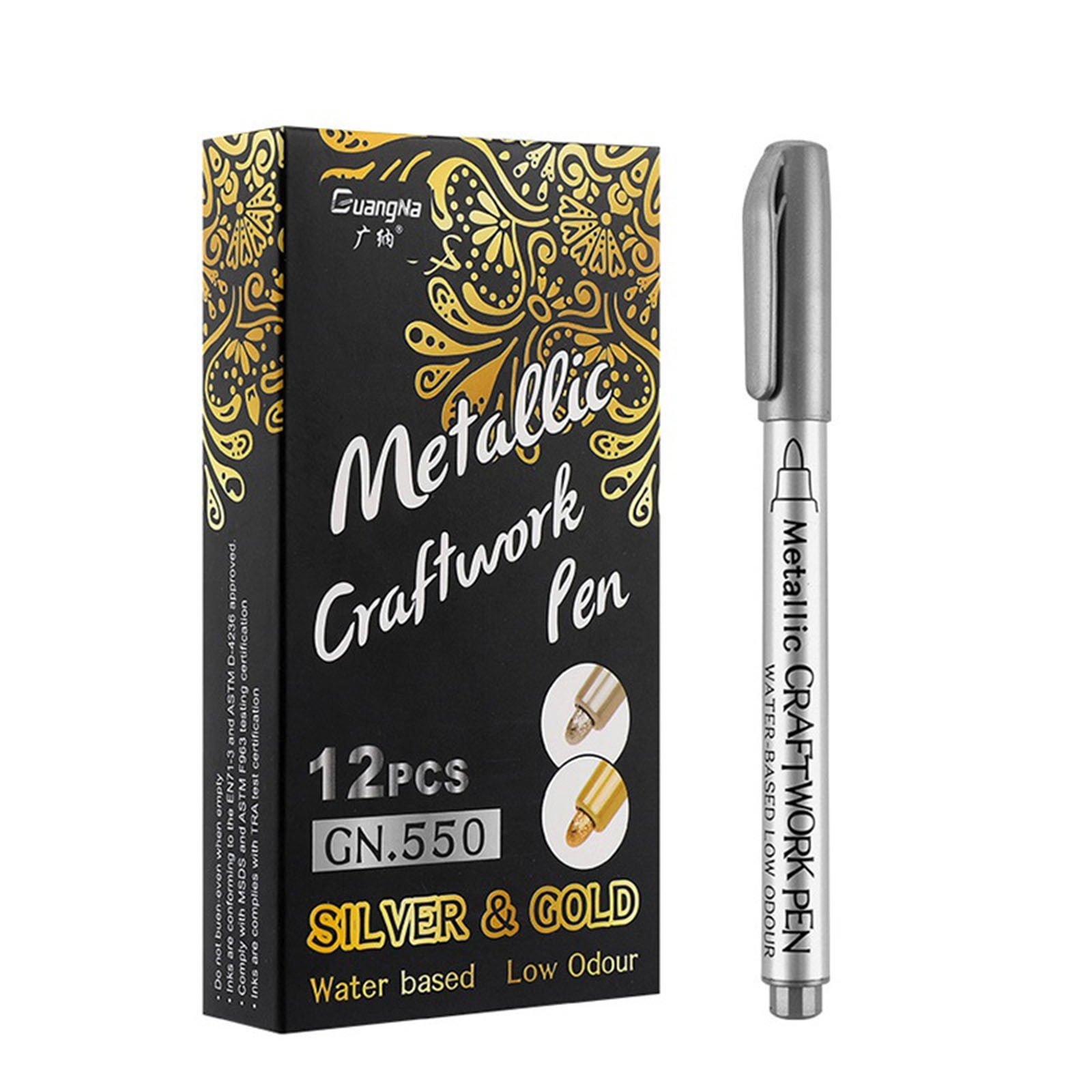  Metallic Marker Pens, Gold and Silver Metallic